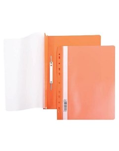 Папка скоросшиватель оранжевая пластиковая с перфорацией прозрач верх 140 180 мкм Hatber