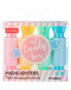 Набор текстовыделителей Candy Pastel Двухсторонний 4 шт Hatber