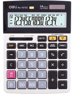 Калькулятор настольный E1672C серебристый 14 разр Deli
