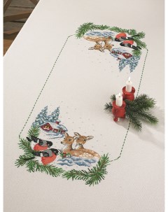 Набор для вышивания скатерти Косуля в снегу арт 58 6291 Permin