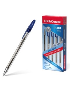 Ручка гелевая R 301 Classic Gel Stick 0 5 чернил синий в коробке по 12 штук Erich krause