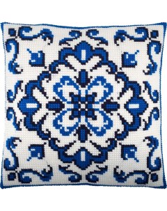 Набор для вышивания крестом подушки Синий орнамент Z74 40x40 см от Чарівниця