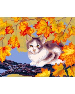 Набор для вышивания 2001 Осенний кот Нитекс