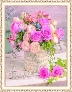 Алмазная мозаика Букет розовых роз на подрамнике 40x50 см SGA3015 Paintboy