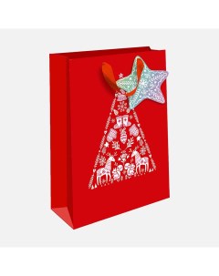Пакет подарочный Красная ёлка новогодний премиум 26х32 см 1 шт Арт и дизайн