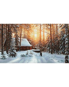 Алмазная мозаика Зимний пейзаж полная выкладка 40х70 см квадратные стразы Гранни