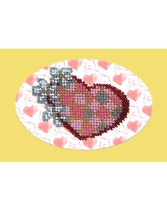 Набор для вышивания ВЫШИВАЛЬНАЯ МОЗАИКА Валентинка с цветами 15х10 см арт 109ОТ Vish-mozaika
