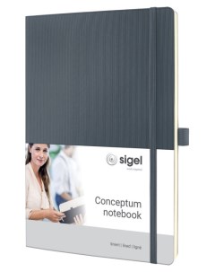 Блокнот в линейку с эластичной резинкой A4 Conceptum темно серый 194 страницы Sigel