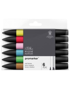 Набор маркеров W N 0290112 Promarker Mid tones 6 цветов Winsor & newton