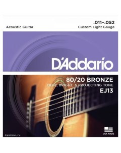 Струны для акустической гитары D ADDARIO EJ13 D`addario