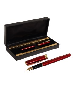 Ручка подарочная перьевая в кожзам футляре ПБ S корпус кирпичный с золотом Calligrata