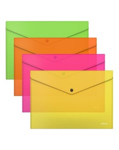 Папка конверт на кнопке Erich Krause Glossy Neon А4 пластик непрозрачная цветная Erich krause