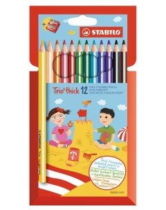 Цветные карандаши утолщенные точилка Trio 12 цветов Stabilo