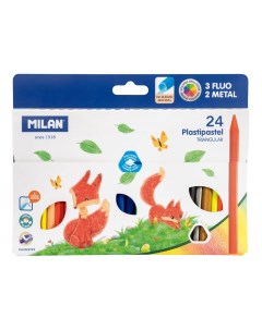Набор цветных карандашей пластиковые трехгранные 24 цвета в картонной упаковке Milan