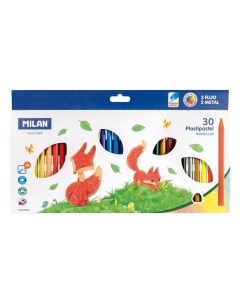 Набор цветных карандашей пластиковые трехгранные 30 цветов в картонной упаковке Milan