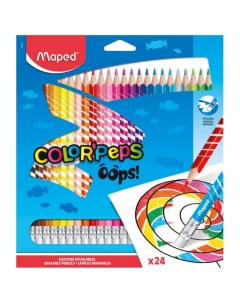 Цветные карандаши пластиковые с ластиком Color Peps Oops 24 цвета Maped