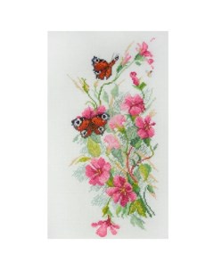 Набор для вышивания крестиком Цветы и бабочки 15 31см Марья искусница