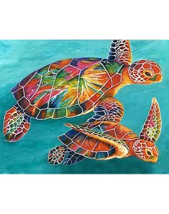 Алмазная мозаика Морские черепахи полная выкладка 38х48 см квадратные стразы Гранни
