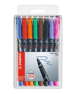 Маркер ручка перманентный 0 7мм OHPen Universal 8 цветов Stabilo