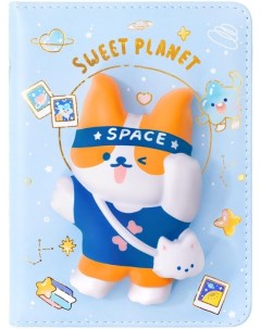 Блокнот со сквишем Sweet Planet Шиба Ину голубой формат A5 Mihi mihi