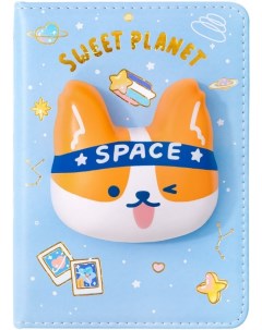 Блокнот со сквишем Sweet Planet Шиба Ину голубой формат A6 Mihi mihi