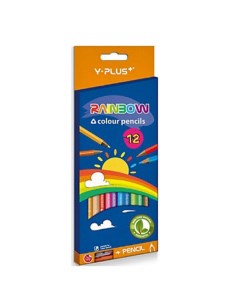 Цветные карандаши утолщенные Rainbow 12 цветов точилка Y-plus