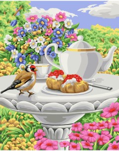 Картина по номерам Чай в цветочном саду 50х40см Русская живопись