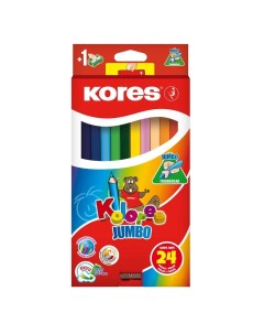 Карандаши цветные 1334938 Kolores Jumbo 24 цвета трехгранные с точилкой Kores