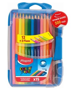 Цветные карандаши ударопрочные в пластиковом пенале Color Peps 15 цветов Maped