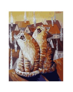 Картина по номерам на холсте 40х50 на подрамнике Мартовские коты Delart