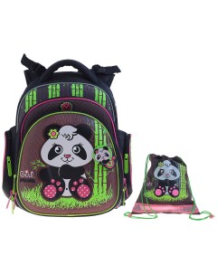 Ранец детский Girl Panda для девочек Черный TK40 Hummingbird