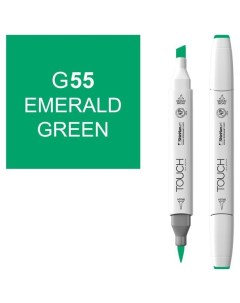 Маркер Brush двухсторонний на спиртовой основе Зеленый изумрудный 055 зеленый Touch