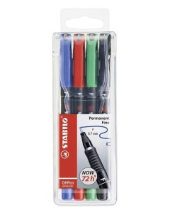 Маркер ручка перманентный 0 7мм OHPen Universal 4 цвета Stabilo