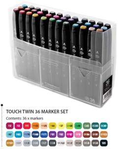 Набор двухсторонних спиртовых маркеров 36 шт Touch twin