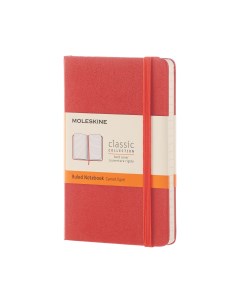Записная книжка Classic в линейку Pocket красно оранжевая Moleskine