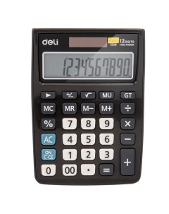 Калькулятор настольный полноразмерный E1238 12 разрядный черный 1407147 Deli