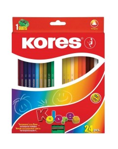 Карандаши цветные Kolores экстра мягкие трехгранные 24 цвета точилка Kores