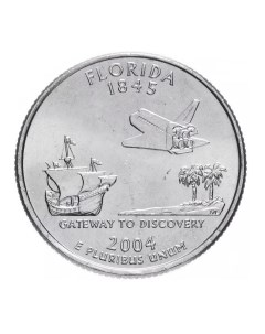 Памятная монета 25 центов квотер 1 4 доллара Штаты и территории Флорида США 2004 г Nobrand