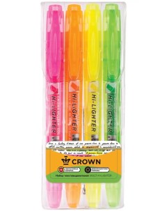 Набор маркеров текстовыделителей Multi Hi Lighter 1 4 мм 4 цвета Crown