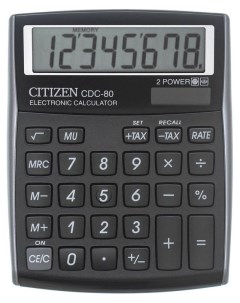 Калькулятор CDC 80BKWB 8 разрядов двойное питание 135x108 мм Черный Citizen