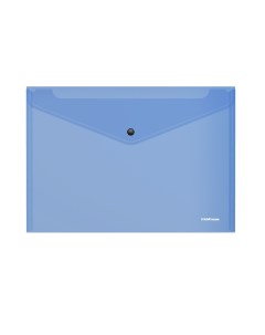 Папка конверт на кнопке Glossy Vivid полупрозрачная А4 синяя Erich krause