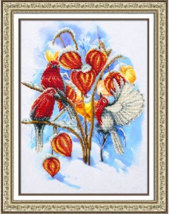 Набор для вышивания бисером Физалис в снегу 28х38 см арт Б 1475 Паутинка