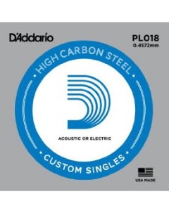 Одиночная струна для акустической и электрогитары D ADDARIO PL018 D`addario