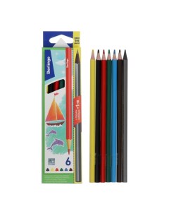Карандаши цветные 6 цветов Корабли чернографитный карандаш Berlingo