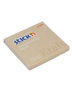 Блок самоклеящийся Kraft Notes бумажный 76 x 76 мм 100 л Hopax
