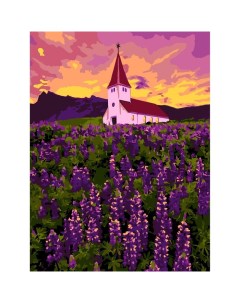 Картина по номерам на картоне Церковь в Исландии 20 x 28 5 см Лори