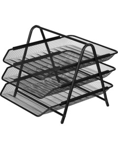 Лоток для бумаг горизонтальный 3 секции металлическая сетка высота 267 мм черный Attache