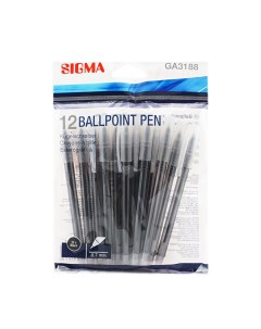 Набор ручек шариковых черные 0 7 мм 12 шт Sigma