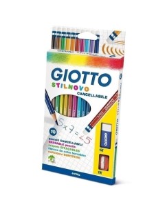Набор цветных карандашей Stilnovo 10 цветов ластик пластиковая точилка Giotto