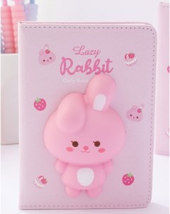 Блокнот со сквишем Lazy Rabbit Кролик розовый формат A6 Mihi mihi